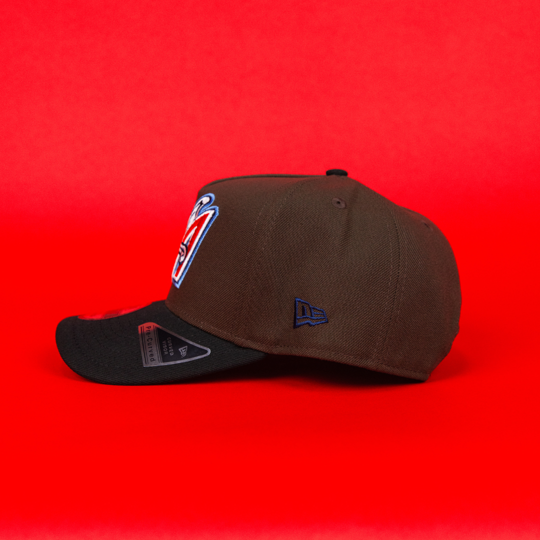 NEW ERA 9FIFTY A-FRAME BROWN/ BLACK ANAHEIM ANGELS SNAPBACK W/ 40TH ANNIVERSARY SIDE PATCH