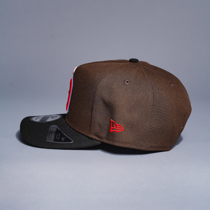 NEW ERA 9FIFTY A-FRAME BROWN/BLACK ANAHEIM ANGELS SNAPBACK W/ 35TH ANNIVERSARY SIDE PATCH