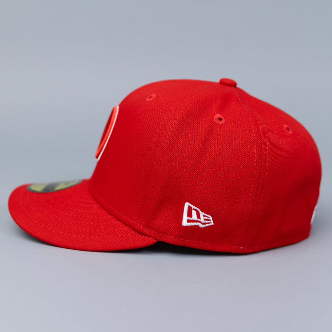 NEW ERA EXCLUSIVE 59FIFTY RED LOS ANGELES DODGERS W/ 2020 WORLD SERIES SIDE PATCH