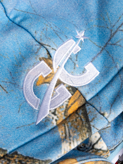 CAP CITY X SHORELINE MAFIA SKY BLUE ZIP UP CAMO HOODIE -UNISEX