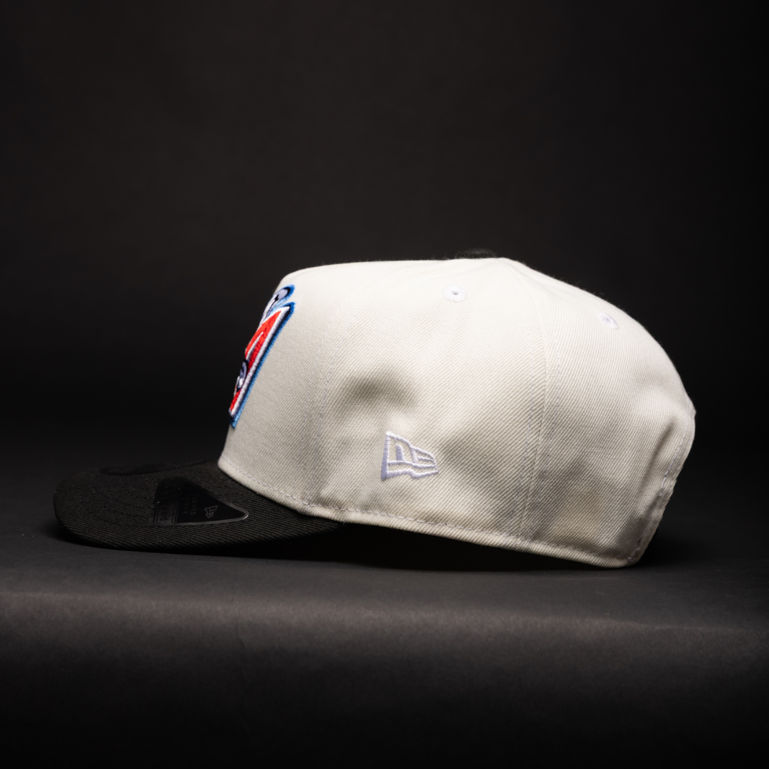 NEW ERA 9FIFTY A-FRAME CHROME/BLACK ANAHEIM ANGELS W/ 50TH ANNIVERSARY SIDE PATCH