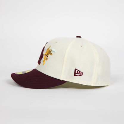 NEW ERA EXCLUSIVE 59FIFTY CHROME/ BURGUNDY LOS ANGELES DODGERS "CITY OF ANGELS" W/ 40TH ANNIVERSARY SIDE PATCH