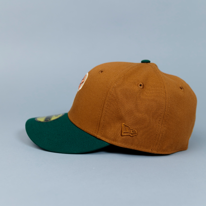 NEW ERA EXCLUSIVE 59FIFTY DARK KHAKI/ PINE GREEN PHILADELPHIA PHILLIES W/ 1996 ALL STAR GAME SIDE PATCH