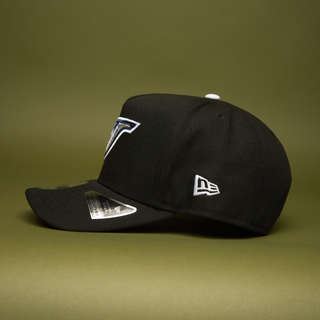 NEW ERA 9FIFTY A-FRAME BLACK TORONTO BLUE JAYS SNAPBACK W/ 10TH ANNIVERSARY SIDE PATCH