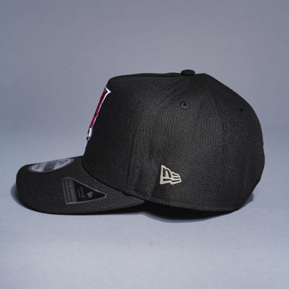 NEW ERA 9FIFTY A-FRAME BLACK UPSIDE DOWN ANAHEIM ANGELS SNAPBACK W/ 50TH ANNIVERSARY SIDE PATCH