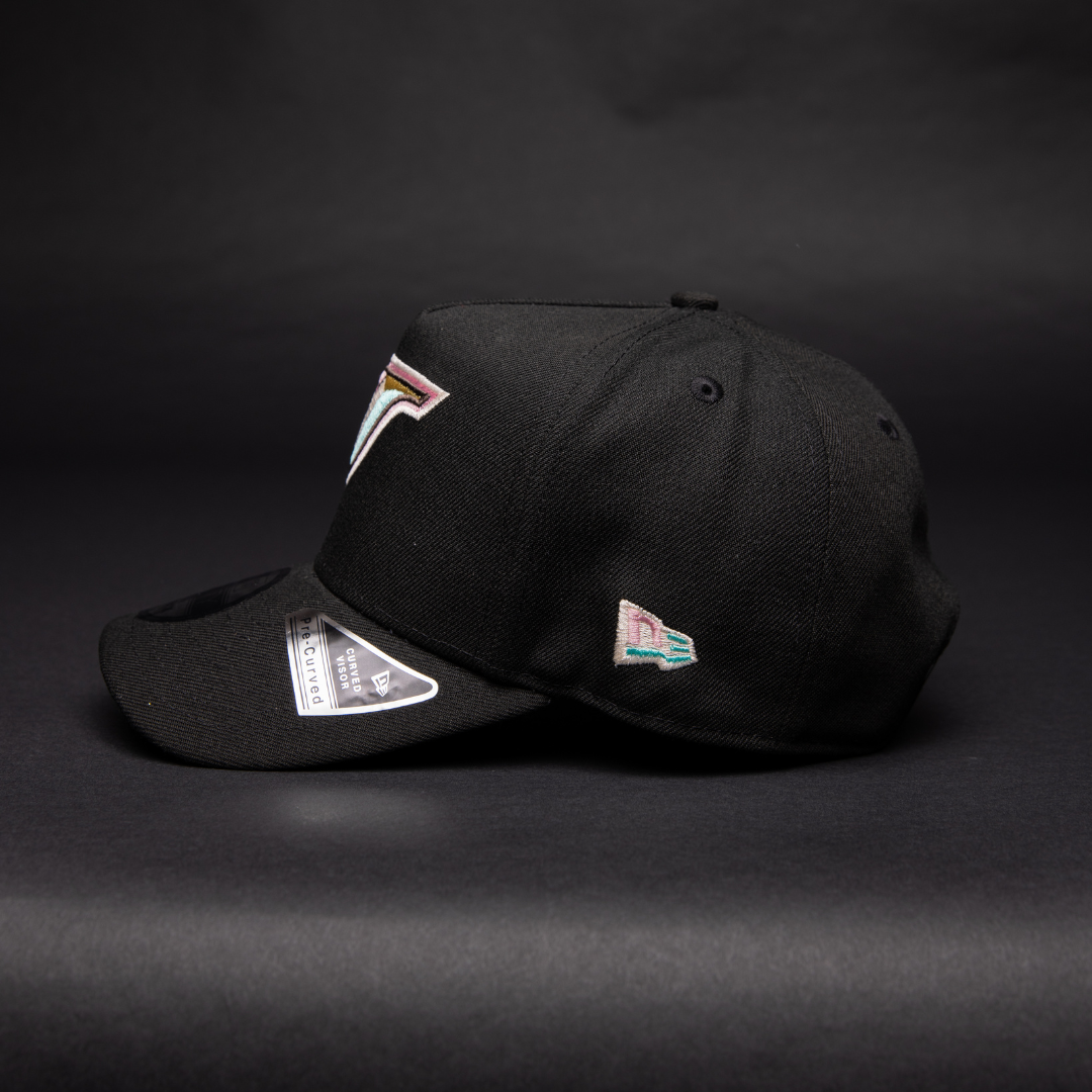 NEW ERA 9FIFTY A-FRAME BLACK TORONTO BLUE JAYS SNAPBACK W/ 30TH ANNIVERSARY SIDE PATCH