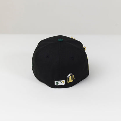 NEW ERA 59FIFTY BLACK/ FOREST GREEN LOS ANGELES DODGERS SCRIPT W/ 60TH ANNIVERSARY SIDE PATCH