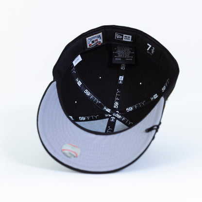 NEW ERA EXCLUSIVE 59FIFTY BLACK LOS ANGELES DODGERS SCRIPT W/ CHAMPIONS SIDE PATCH