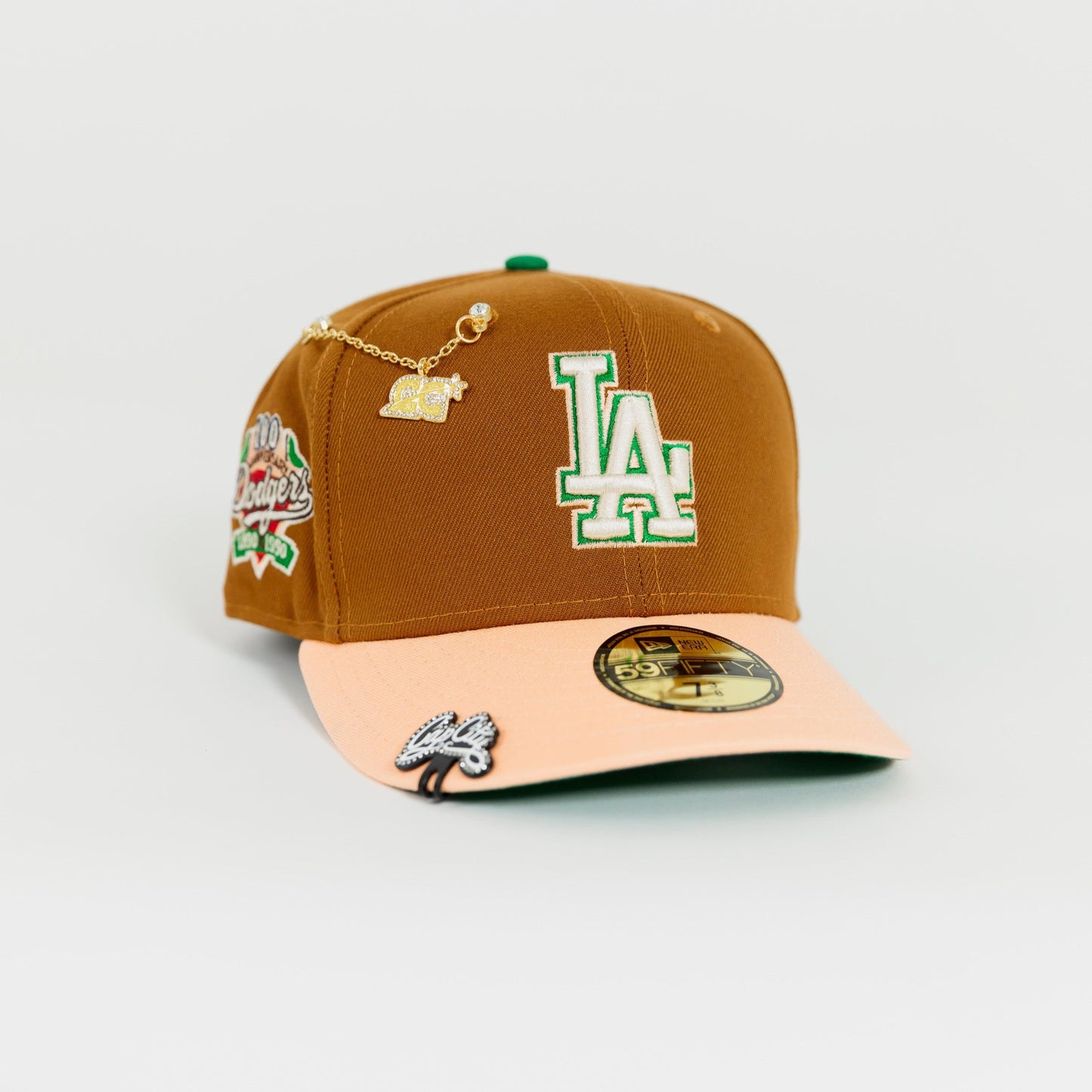 NEW ERA EXCLUSIVE 59FIFTY DARK TAN/ BLUSH LOS ANGELES DODGERS W/ 100TH ANNIVERSARY SIDE PATCH