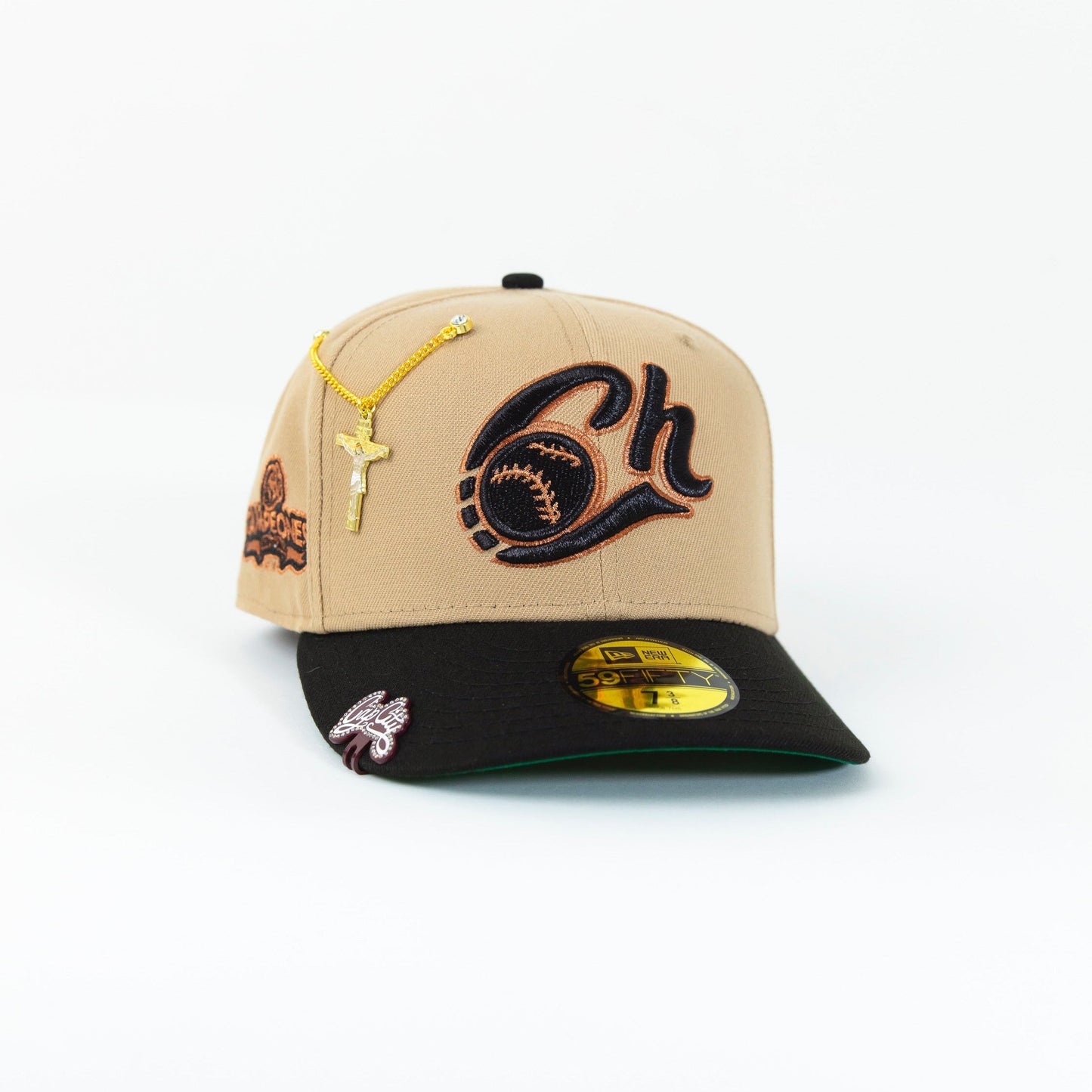 NEW ERA EXCLUSIVE 59FIFTY CAMEL BROWN/ BLACK CHARROS DE JALISCO W/ CAMPEONES SIDE PATCH