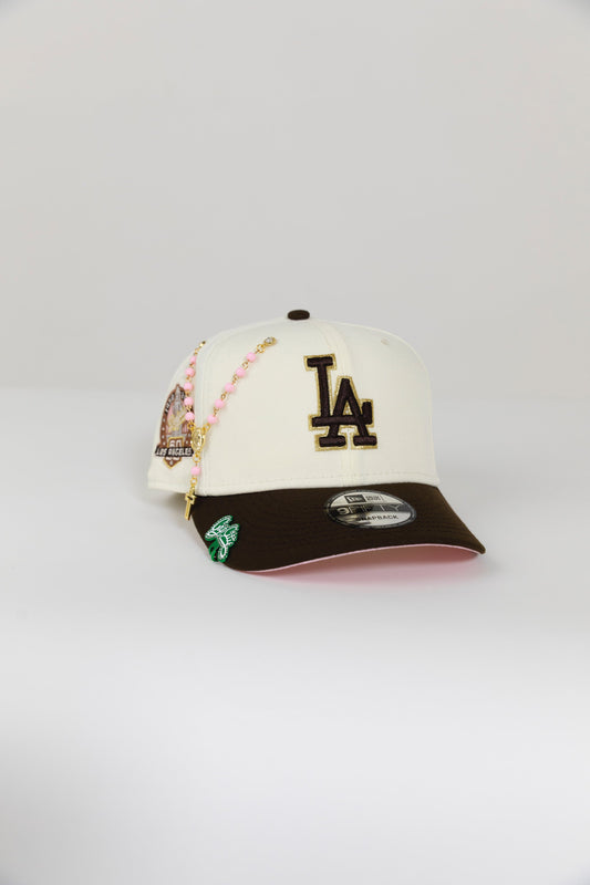 NEW ERA EXCLUSIVE 9FIFTY CHROME/ WALNUT LOS ANGELES DODGERS SNAPBACK W/ 60TH ANNIVERSARY SIDE PATCH