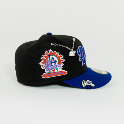 NEW ERA 59FIFTY BLACK/BLUE LOS ANGELES DODGERS SCRIPT W/ CACTUS LEAGUE SIDE PATCH