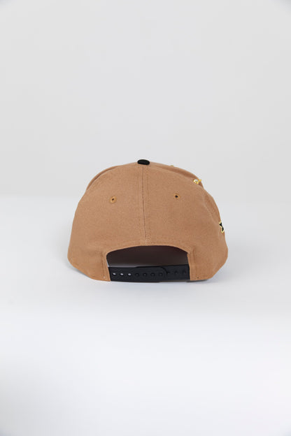 NEW ERA EXCLUSIVE 9FIFTY TAN/ BLACK BALTIMORE ORIOLES SNAPBACK W/ 50TH ANNIVERSARY PATCH