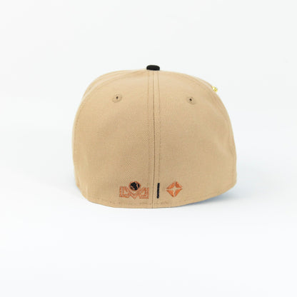 NEW ERA EXCLUSIVE 59FIFTY CAMEL BROWN/ BLACK CHARROS DE JALISCO W/ CAMPEONES SIDE PATCH