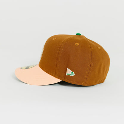 NEW ERA EXCLUSIVE 59FIFTY DARK TAN/ BLUSH LOS ANGELES DODGERS W/ 100TH ANNIVERSARY SIDE PATCH