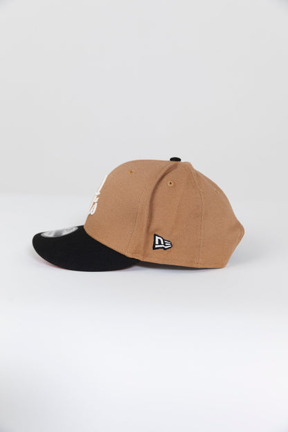 NEW ERA EXCLUSIVE 9FIFTY TAN/ BLACK BALTIMORE ORIOLES SNAPBACK W/ 50TH ANNIVERSARY PATCH
