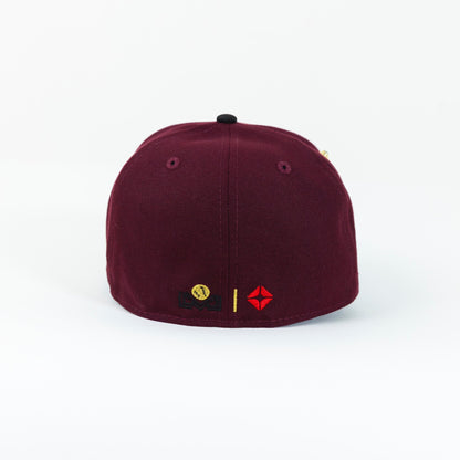 NEW ERA EXCLUSIVE 59FIFTY MAROON/ BLACK CAMO CHARROS DE JALISCO W/ MEXICO FLAG SIDE PATCH