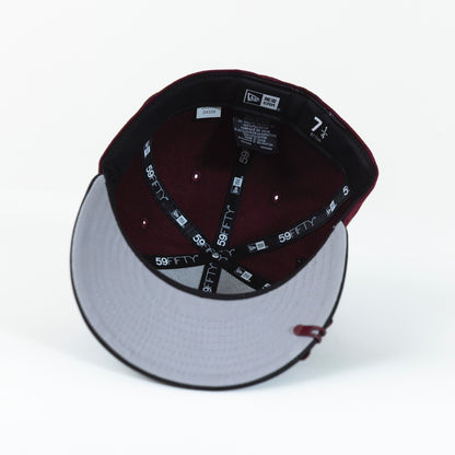 NEW ERA EXCLUSIVE 59FIFTY MAROON/ BLACK CAMO CHARROS DE JALISCO W/ MEXICO FLAG SIDE PATCH