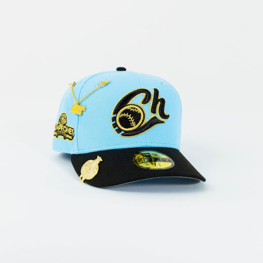 NEW ERA EXCLUSIVE 59FIFTY ICY BLUE/ BLACK CHARROS DE JALISCO W/ CAMPEONES SIDE PATCH