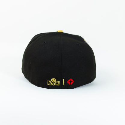 NEW ERA EXCLUSIVE 59FIFTY BLACK/ GOLD CHARROS DE JALISCO W/ MEXICO FLAG SIDE PATCH