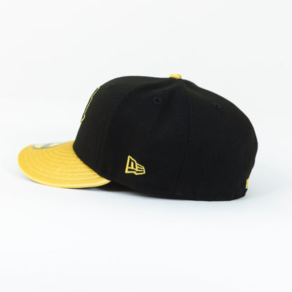 NEW ERA EXCLUSIVE 59FIFTY BLACK/ GOLD CHARROS DE JALISCO W/ MEXICO FLAG SIDE PATCH