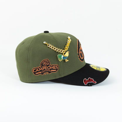 NEW ERA EXCLUSIVE 59FIFTY DARK OLIVE/ BLACK CHARROS DE JALISCO W/ CAMPEONES SIDE PATCH
