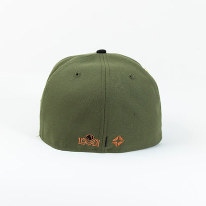 NEW ERA EXCLUSIVE 59FIFTY DARK OLIVE/ BLACK CHARROS DE JALISCO W/ CAMPEONES SIDE PATCH