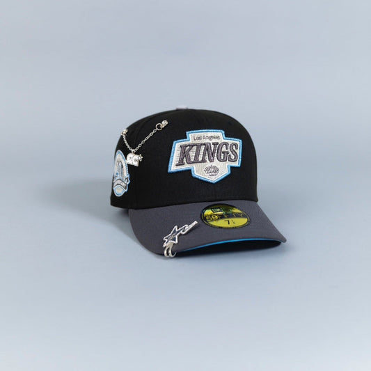 NEW ERA 59FIFTY BLACK/ GREY LOS ANGELES KINGS W/ 40TH ANNIVERSARY SIDE PATCH