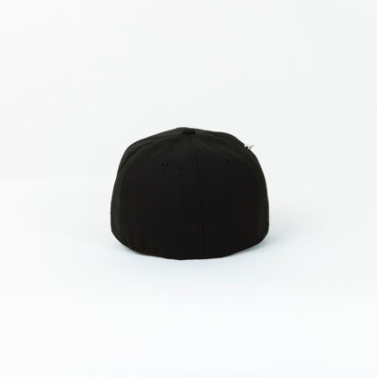 NEW ERA 59FIFTY BLACK ANAHEIM ANGELS SCRIPT W/ M.L.B. SIDE PATCH