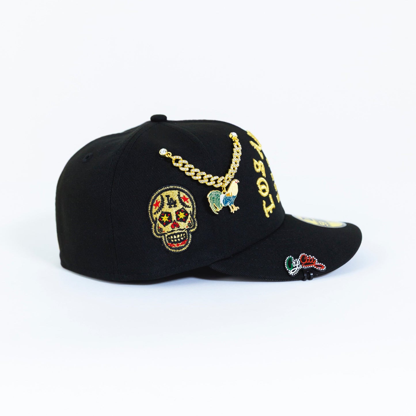 NEW ERA EXCLUSIVE 59FIFTY BLACK LOS ANGELES DODGERS "1958 MLB SCRIPT" W/ CALAVERA SIDE PATCH