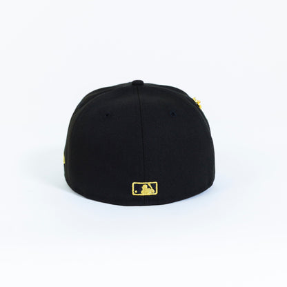 NEW ERA EXCLUSIVE 59FIFTY BLACK LOS ANGELES DODGERS "1958 MLB SCRIPT" W/ CALAVERA SIDE PATCH