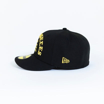 NEW ERA EXCLUSIVE 59FIFTY BLACK LOS ANGELES DODGERS "1958 MLB SCRIPT" W/ CALAVERA SIDE PATCH