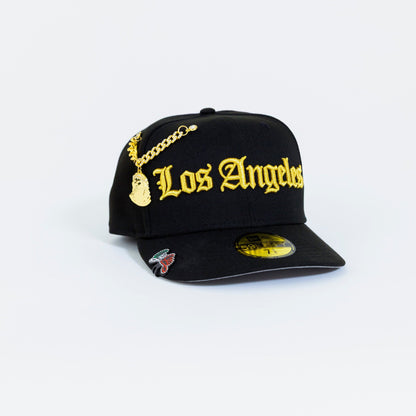 NEW ERA EXCLUSIVE 59FIFTY BLACK LOS ANGELES DODGERS W/ OLD ENGLISH SCRIPT