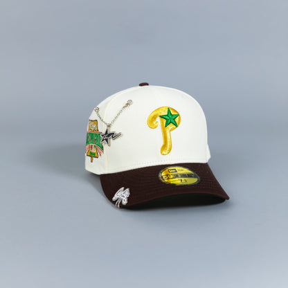 NEW ERA EXCLUSIVE 59FIFTY CHROME/ MOCHA PHILADELPHIA PHILLIES W/ 1996 ALL STAR GAME PATCH