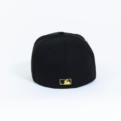 NEW ERA 59FIFTY BLACK LOS ANGELES DODGERS W/ 50TH ANNIVERSARY SIDE PATCH