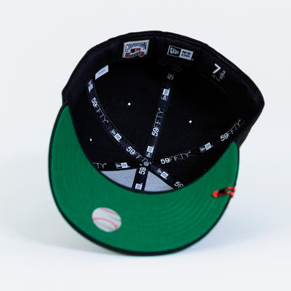 NEW ERA 59FIFTY BLACK LOS ANGELES DODGERS W/ 50TH ANNIVERSARY SIDE PATCH