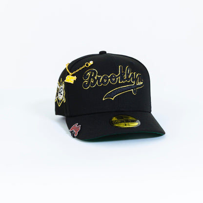NEW ERA EXCLUSIVE 59FIFTY BLACK BROOKLYN DODGERS SCRIPT W/ "42" SIDE PATCH