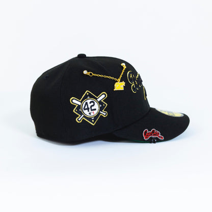 NEW ERA EXCLUSIVE 59FIFTY BLACK BROOKLYN DODGERS SCRIPT W/ "42" SIDE PATCH