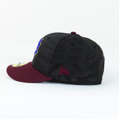 NEW ERA EXCLUSIVE 59FIFTY BLACK CAMO/ BURGUNDY CHARROS DE JALISCO W/ MEXICO FLAG SIDE PATCH