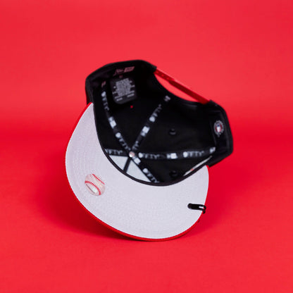 NEW ERA EXCLUSIVE 9FIFTY A-FRAME BLACK/ RED PHILADELPHIA PHILLIES SNAPBACK W/ 20TH ANNIVERSARY SIDE PATCH