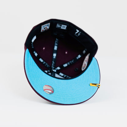 NEW ERA EXCLUSIVE 59FIFTY BURGUNDY NEW YORK YANKEES W/ 1949 WORLD SERIES SIDE PATCH