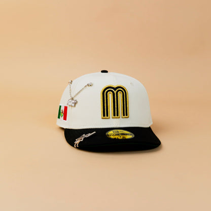 NEW ERA EXCLUSIVE 59FIFTY CHROME/ BLACK MEXICO 2025 WORLD BASEBALL CLASSIC W/ MEXICO FLAG SIDE PATCH