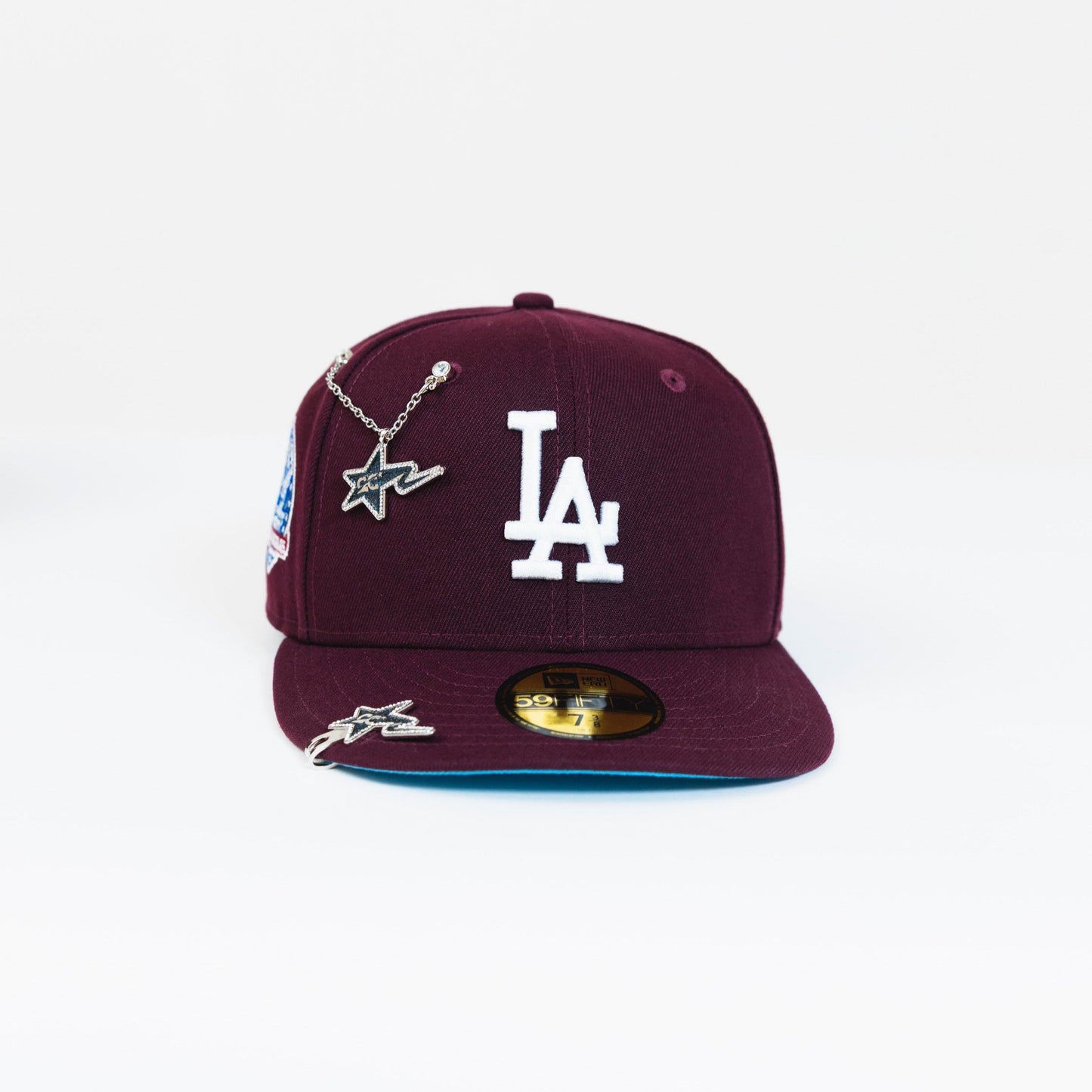 NEW ERA EXCLUSIVE 59FIFTY BURGUNDY LOS ANGELES DODGERS W/ 60TH ANNIVERSARY SIDE PATCH