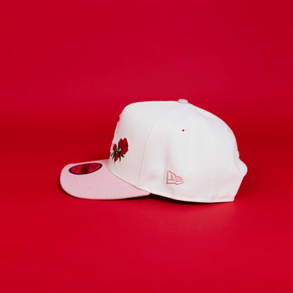 NEW ERA EXCLUSIVE 9FIFTY A-FRAME CHROME/ SOFT PINK LOS ANGELES DODGERS SNAPBACK W/ ROSES