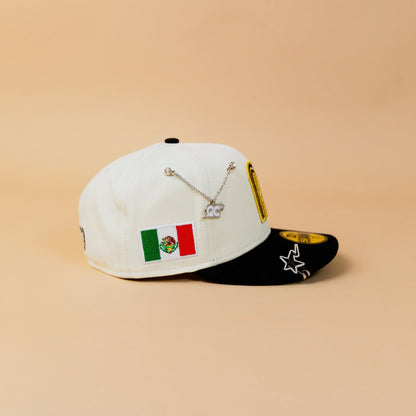 NEW ERA EXCLUSIVE 59FIFTY CHROME/ BLACK MEXICO 2025 WORLD BASEBALL CLASSIC W/ MEXICO FLAG SIDE PATCH