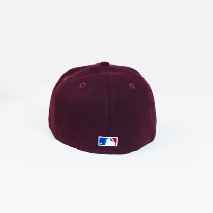 NEW ERA EXCLUSIVE 59FIFTY BURGUNDY LOS ANGELES DODGERS W/ 60TH ANNIVERSARY SIDE PATCH