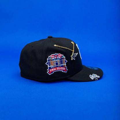 NEW ERA EXCLUSIVE 59FIFTY BLACK TEXAS RANGERS W/ FINAL SEASON SIDE PATCH