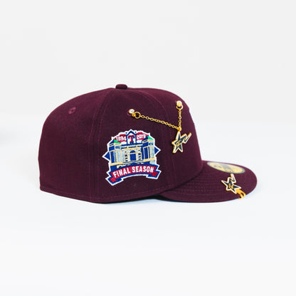 NEW ERA EXCLUSIVE 59FIFTY BURGUNDY TEXAS RANGERS W/ FINAL SEASON SIDE PATCH