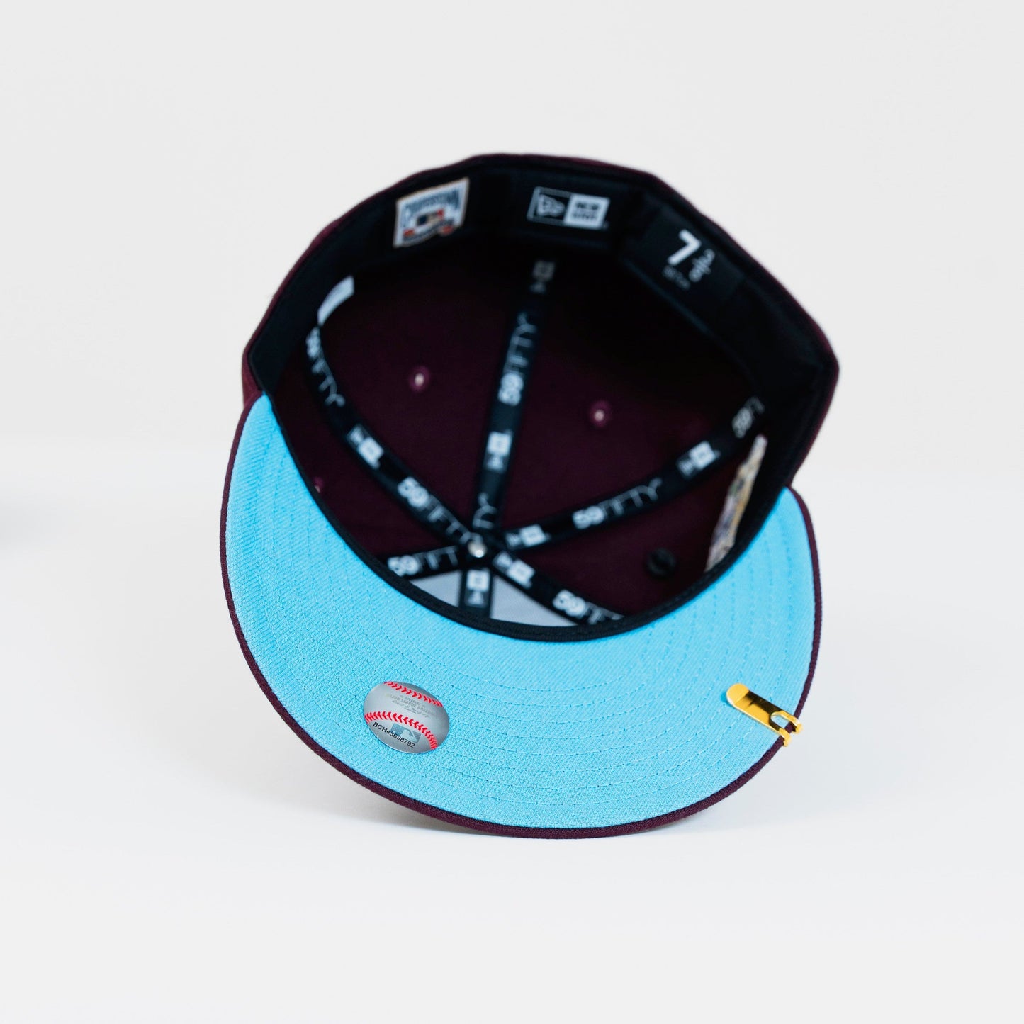 NEW ERA EXCLUSIVE 59FIFTY BURGUNDY TEXAS RANGERS W/ FINAL SEASON SIDE PATCH