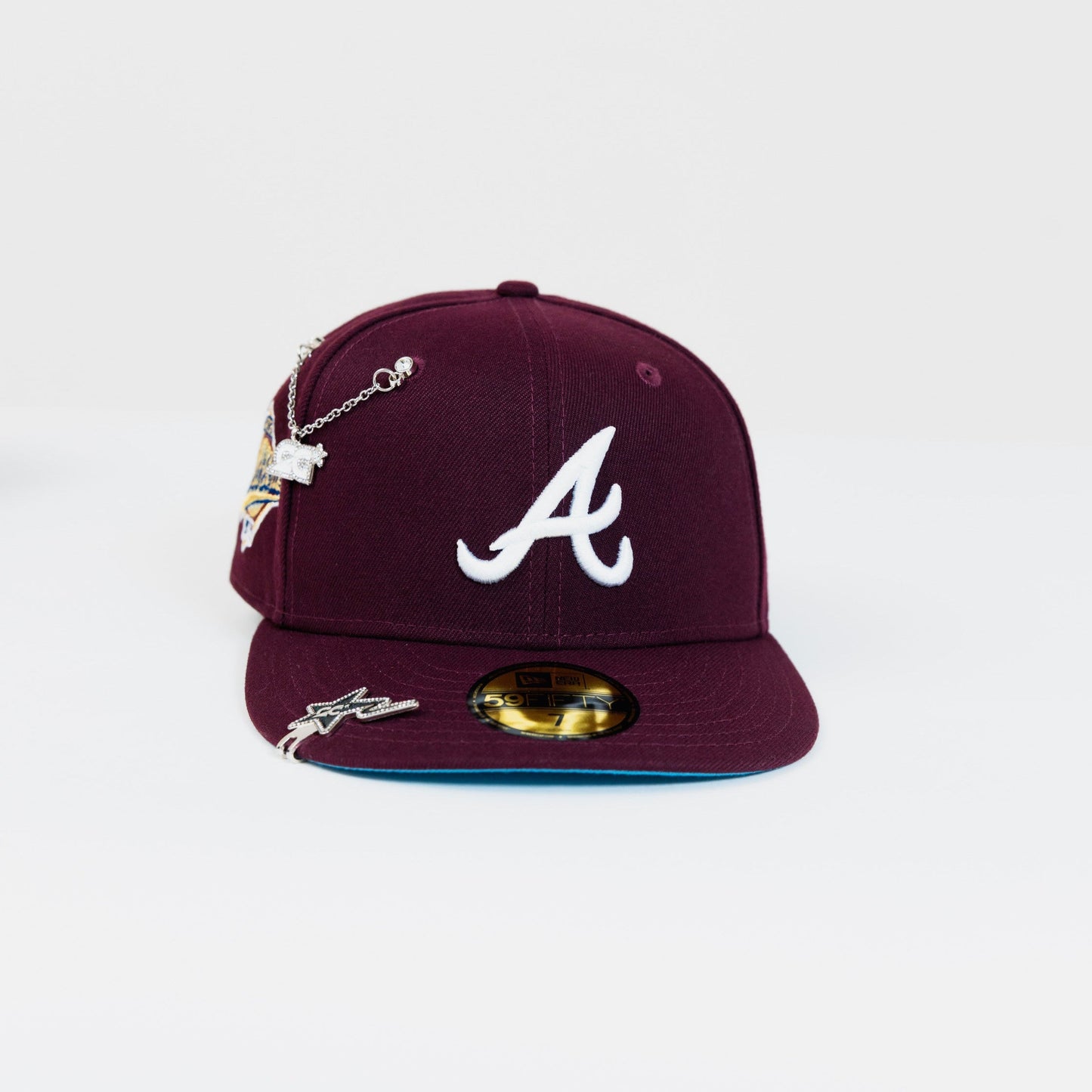 NEW ERA 59FIFTY BURGUNDY ATLANTA BRAVES W/ 1995 WORLD SERIES SIDE PATCH